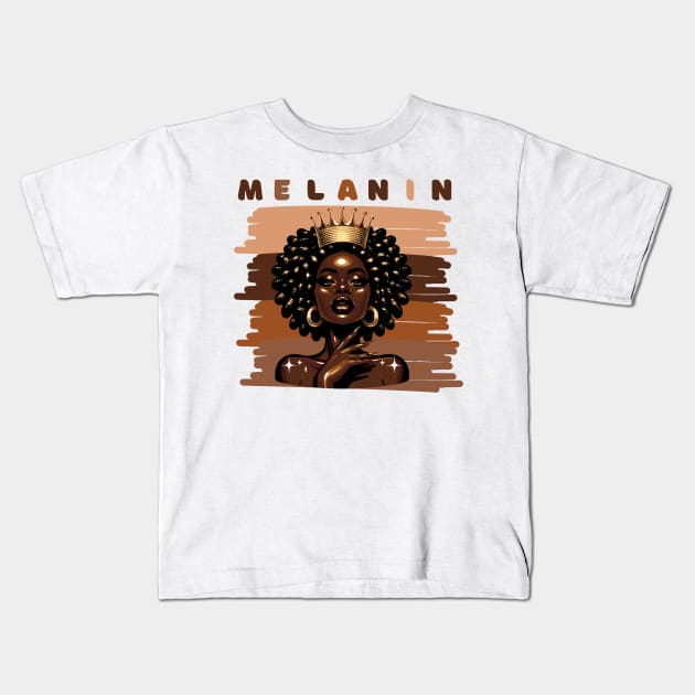 Shades Of Melanin Queen Kids T-Shirt by Graceful Designs